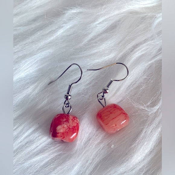 Earrings square crystal orange - Picture 3 of 3